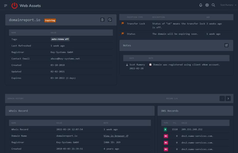 Domain Detail Interface