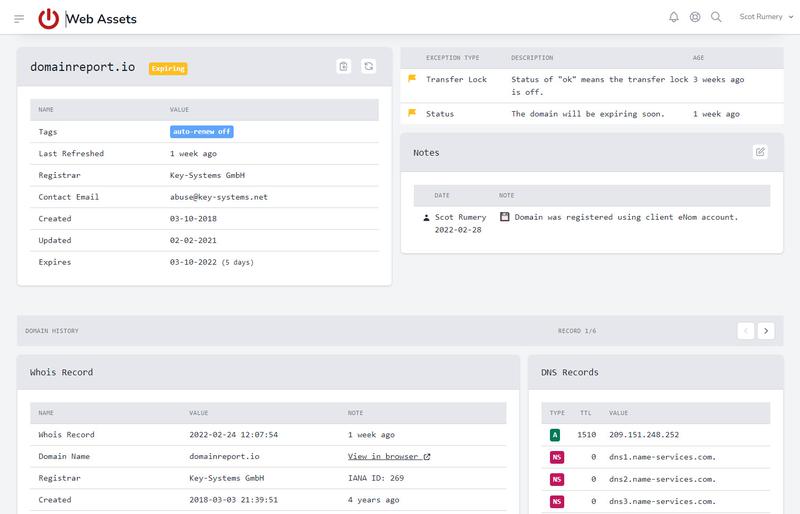 Domain Detail Interface