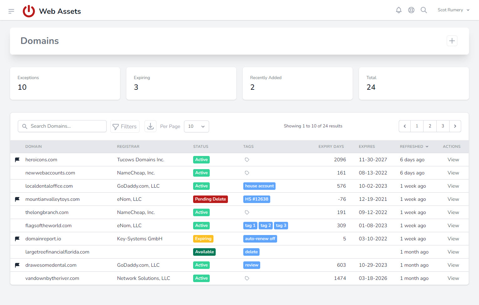 Domain List Interface