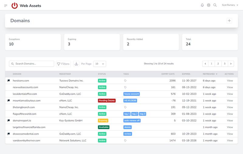 Domain List Interface